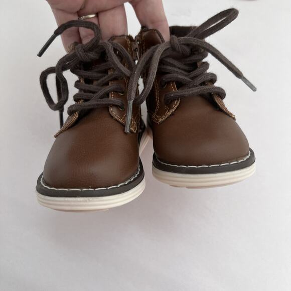 London Fog Boots Toddler Boys Size 5 Brown Faux Leather Lace Up Casual Fall - Picture 5 of 11